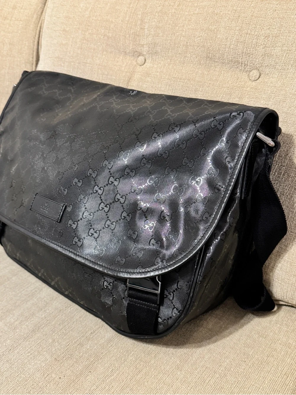Gucci Black GG Messenger Shoulder Bag
